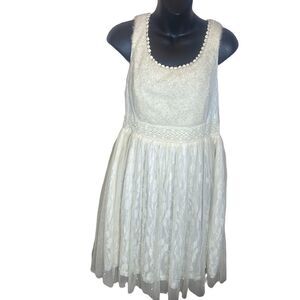 Ryu Anthropologie dress coquette fit & flare eggshell white lace/mesh fairy